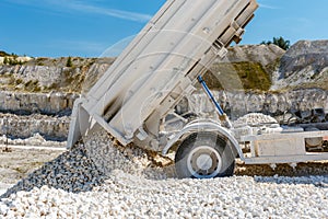 Dump truck unloading process