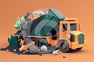 dump truck unloads load of waste, adding to the ever-growing pile of garbage that threatens to overwhelm our planet AI