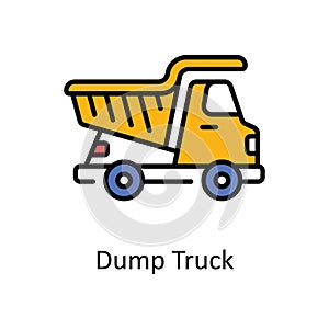Dump Truck Vector Fill outline Icon Design illustration. Home Repair And Maintenance Symbol on White background EPS 10 File