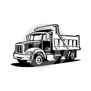 Dump truck vector side view isolated. Tipper truck vector photo