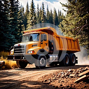 Dump truck, vehicle for transporting rocks in a mine quarry and construction