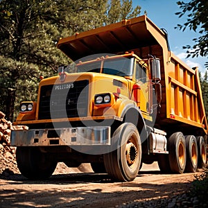 Dump truck, vehicle for transporting rocks in a mine quarry and construction