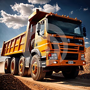 Dump truck, vehicle for transporting rocks in a mine quarry and construction