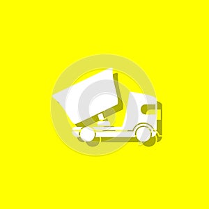 dump truck white icon with shadow
