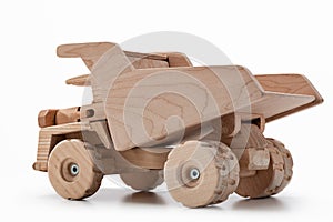 Dumper toy car made of wood.