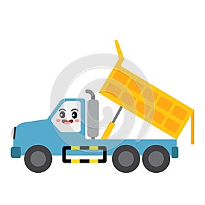 Dumper Truck transportation cartoon character side view vector illustration