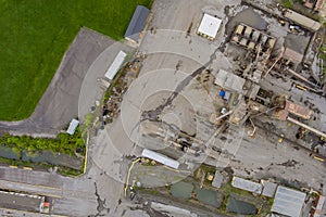 The dumpers and machines are working in the quarry mine.