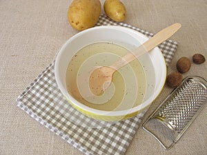 Dumpling broth with nutmeg