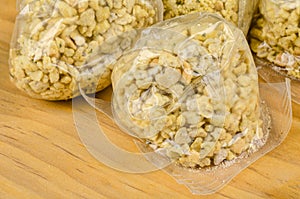 Dumpling in plastic foil