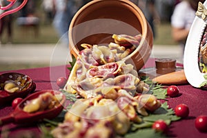 Dumplings, filled with cherries, berries. Pierogi, varenyky, vareniki, pyrohy - dumplings with filling