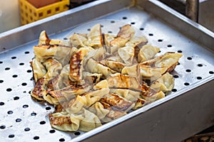 Dumplings. Pile of gyoza. Gyoza Japanese style. Asian street food. Regional Food