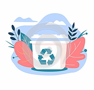 Dumpster with recycling symbol. Zero waste concept