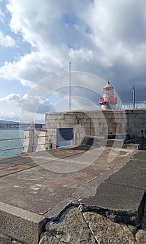 Dun Laoghaire seafront in south Dublin and the red lighthouse