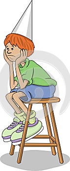 Dunce cap Student boy