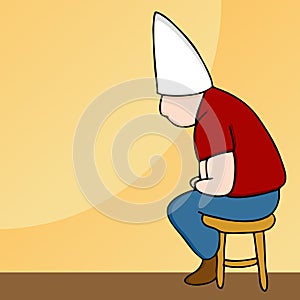 Dunce Hat Man on Stool