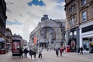 Dundee City Centre looking towards the Square from Commercial St in the city Centre of Dundee in Scotland