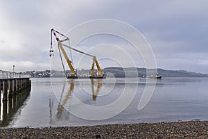 Dundee, Scotland, UK, 9th April 2018, The Asian Hercules III the Worlds largest Sheerleg Crane entering the Tay Estuary.