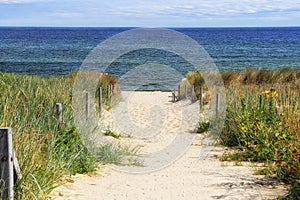Dune at the Baltic Sea, Grass sand dune beach sea view