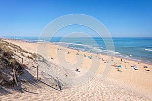 The dune and the beach of Lacanau, atlantic ocean France