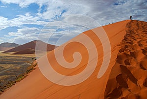 Dune 45 climbing. Sossusvlei, Namibia