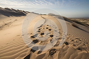 dune filled with intricate patterns of footprints left by passersby