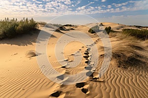 dune filled with intricate patterns of footprints left by passersby