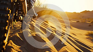 Dune Rider's Serenade: Motorcycle Silhouette at Sunset