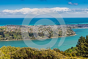 Dunedin and the Otago Harbour, seen from the peak of Signal Hill