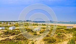 Dunes of Breskens with view on touristic Beach, Zeeland, The Netherlands