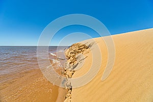 Dunes island `Las Dunas de San Cosme y Damian` in the middle of the Rio Parana near the city Encarnacion.