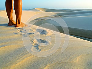 Dunes, lagoon and legs photo