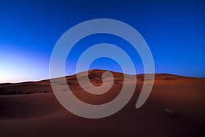 Dunes at night in Erg Chebbi near Merzouga in Morocco