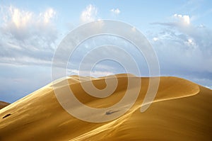 Dunes in the Sahara desert, Merzouga, panoramic view. Morocco.