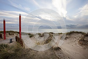 Dunes and sea at the coast in the Netherlands