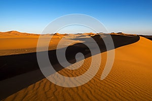 Dunes at sunset in Erg Chebbi near Merzouga in Morocco