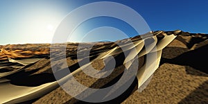 Dunes sunset over the desert. 3d rendering