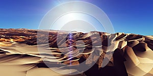 Dunes sunset over the desert. 3d rendering