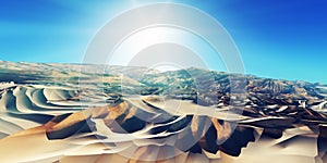 Dunes sunset over the desert. 3d rendering