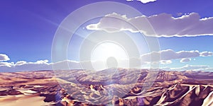 Dunes sunset over the desert. 3d rendering