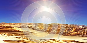 Dunes sunset over the desert. 3d rendering