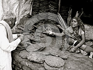 Dung cakes-India