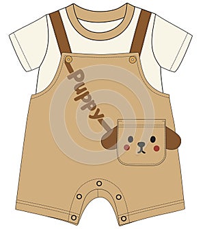 dungaree cute puppy print illustrations vector art