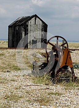 Dungeness beach with boats, Kent.