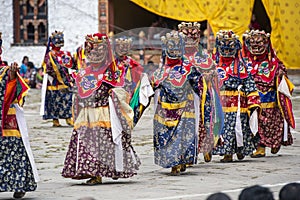 Dungtam masked dance , dance of wrathful deities , Bhutan