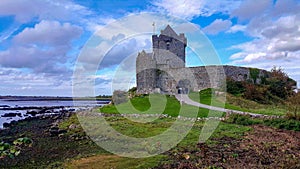 Dunguaire castle on a hill in County Galway, Ireland