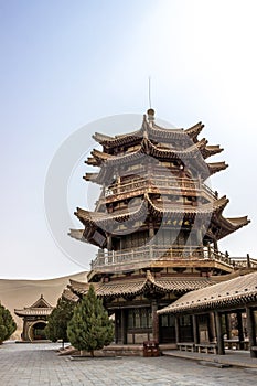 DUNHUANG,CHINA-MARCH 11: Mingyue Pavilion in the mingsha shan s