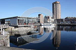 Dunkerque downtown from harbour