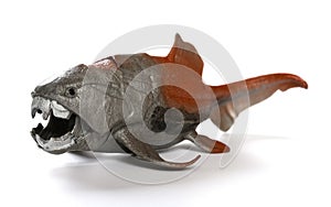 Dunkleosteus terrelli model on a white close up on the head