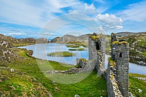 Dunlough Castle, ruins in Three Castles Head, in the Mizen Peninsula