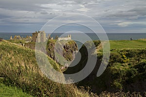 Dunnotar castle perched on the rocks in Scotland
